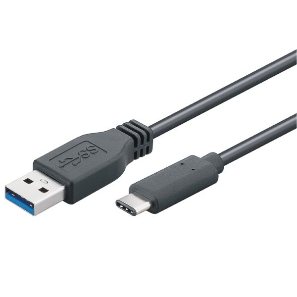 USB-C 3.0 High Speed Sync & Charge Cable, C-A, male / male, 5Gbit, 3A, 15W, 1m, black