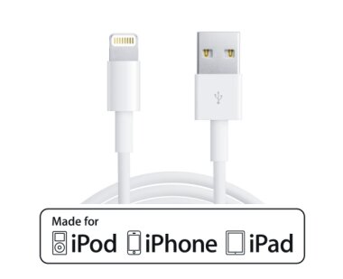 USB 2.0 Sync and Charge Cable, MFI Lightning, 1m, white,...