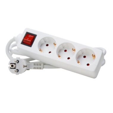 Power strip 3 x protective contact with switch, white