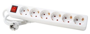 Power strip 6 x protective contact with switch, white