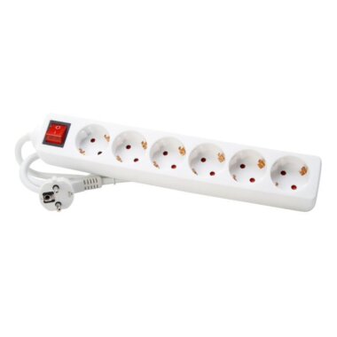 Power strip 6 x protective contact with switch, white