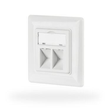 Network socket 2-fold for Keystones, white, RAL 9003 without Keystone
