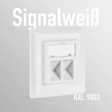 Network socket 2-fold for Keystones, white, RAL 9003 without Keystone