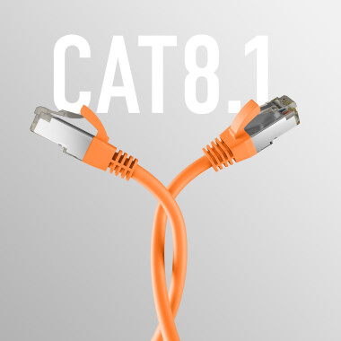 CAT8.1 ORANGE RJ45 PATCHKABEL S/FTP PIMF, LSZH 2000MHZ 40GB NETZWERKKABEL