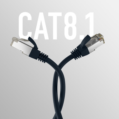 CAT8.1 SCHWARZ RJ45 PATCHKABEL S/FTP PIMF, LSZH 2000MHZ 40GB NETZWERKKABEL
