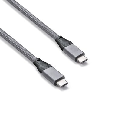 USB-C 3.2 Gen.2x2 Anschlusskabel, 20Gbit, 4K@60Hz, 20V/5A, 100W, St/St, graues Geflecht